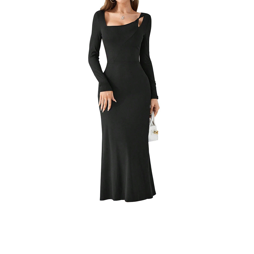 Robe maxi femme avec encolure asymétrique et détail découpé chic Chic & Stil