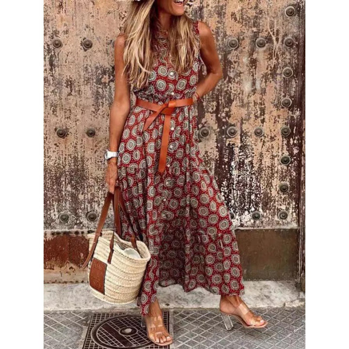 Bohemian maxi dress for women with adjustable belt Lune London