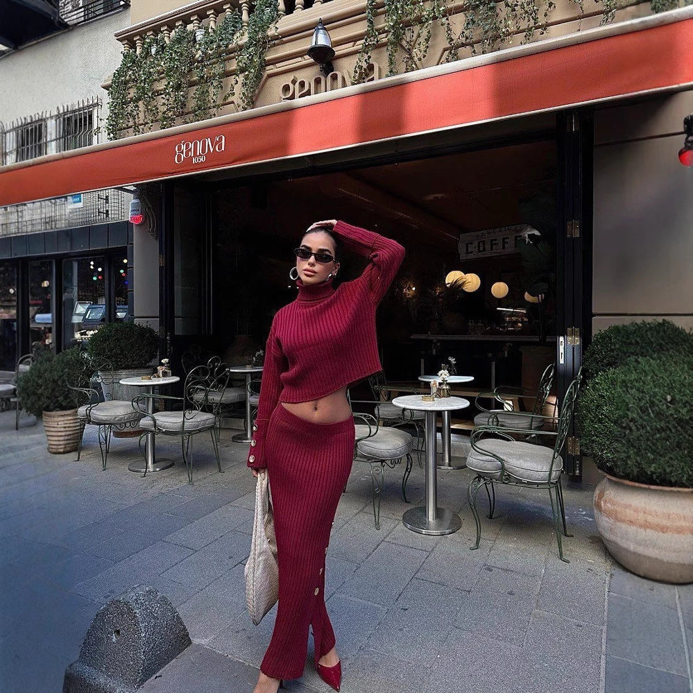 Lune London knitted pleated skirt and sweater set for women