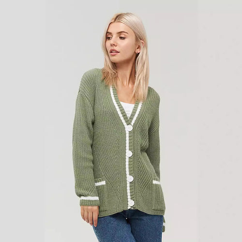 Ladies chunky knit cardigan with pockets Lune London