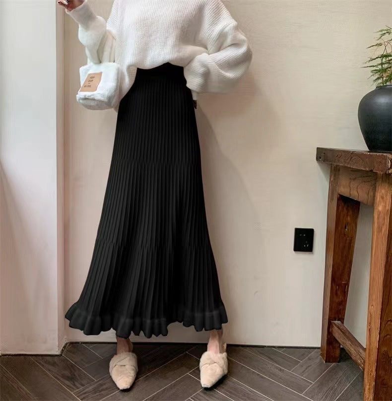 Pleated maxi skirt for women with elegant ruffle finish Lune London