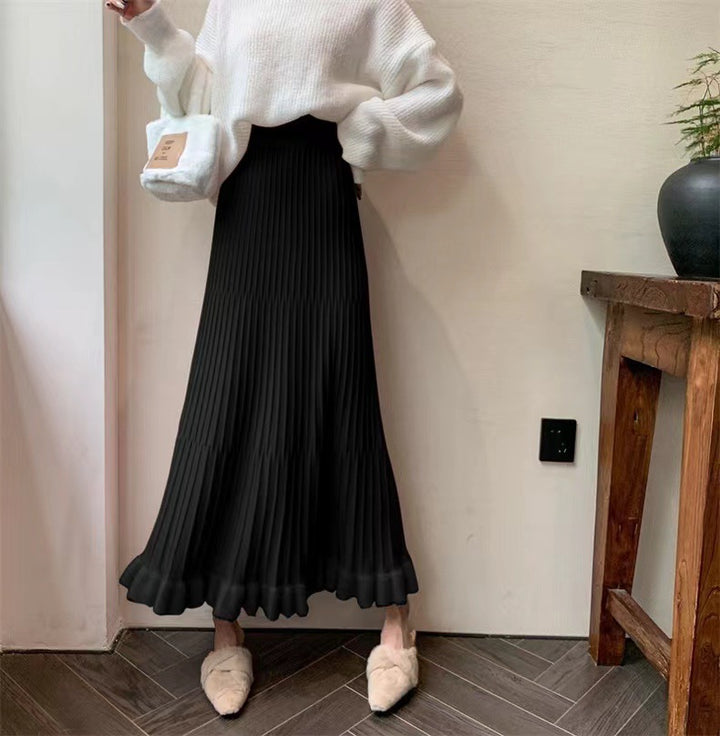 Pleated maxi skirt for women with elegant ruffle finish Lune London
