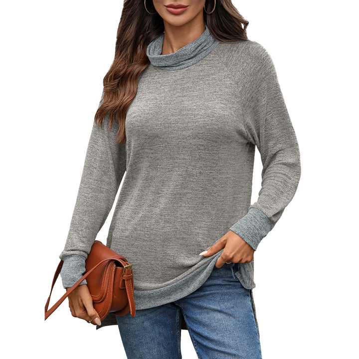 Casual sweater for women with high collar and side slits Lune London