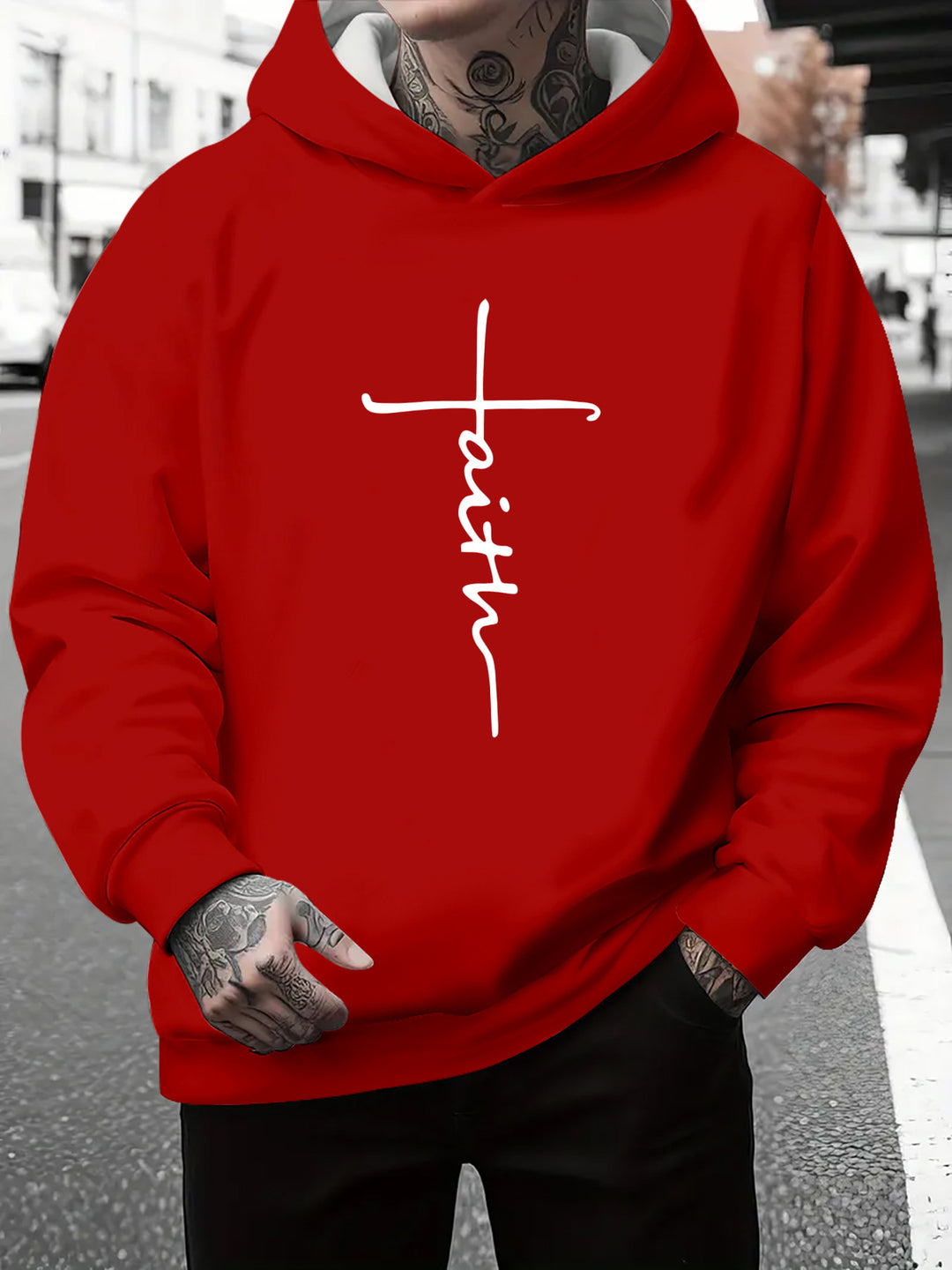 Men's hoodie with a subtle gradient of colors and an inspiring inscription Lune London