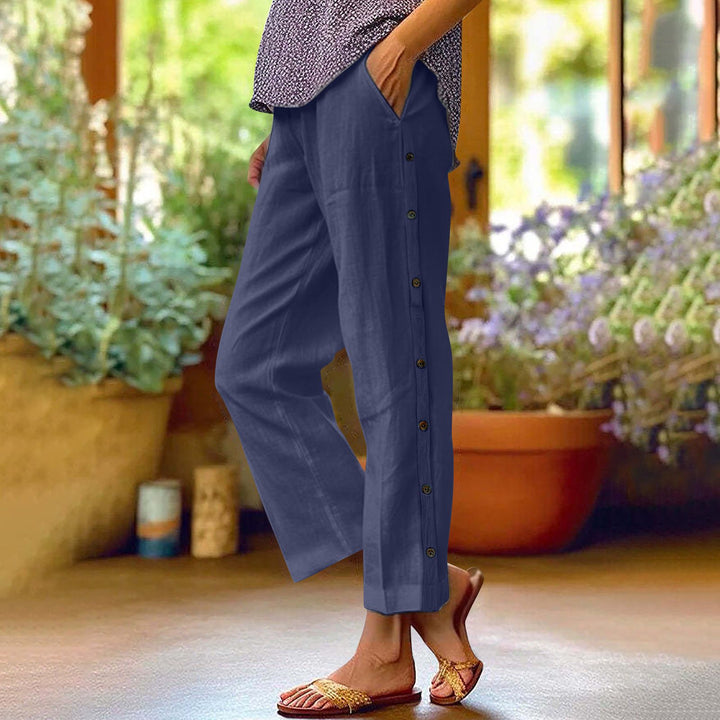 Casual linen pants for women with button details Lune London