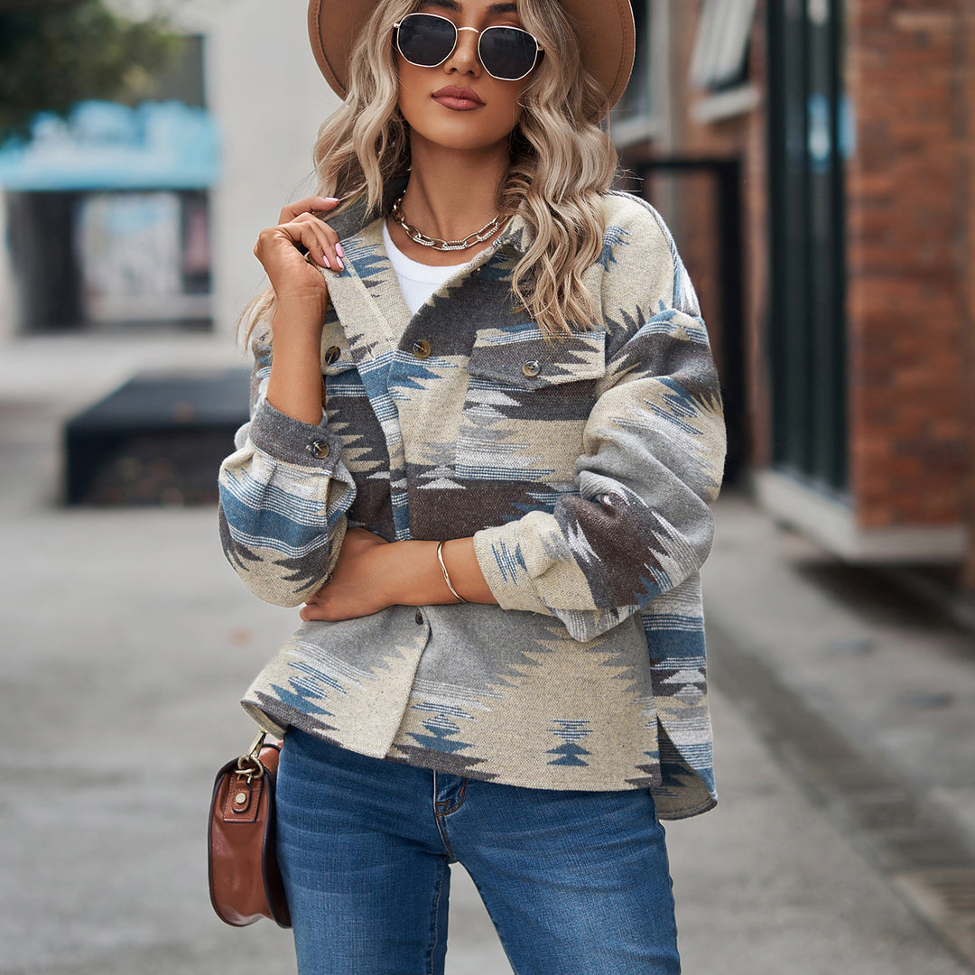 Summer shirt for women in high-quality wool blend with a trendy pattern and practical pockets Lune London