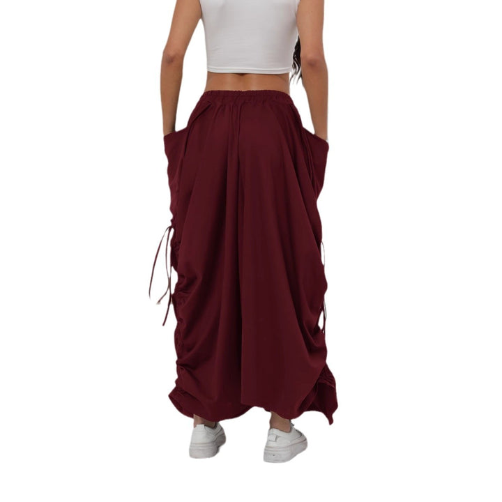 Maxi skirt for women with side gathers and practical pockets Lune London