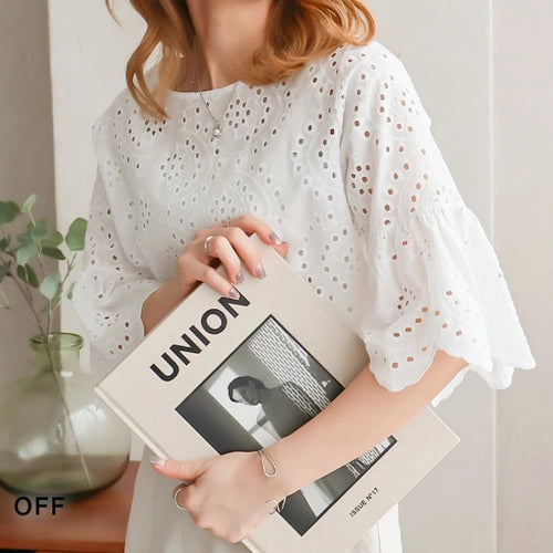Embroidered blouse with holes for women Lune London
