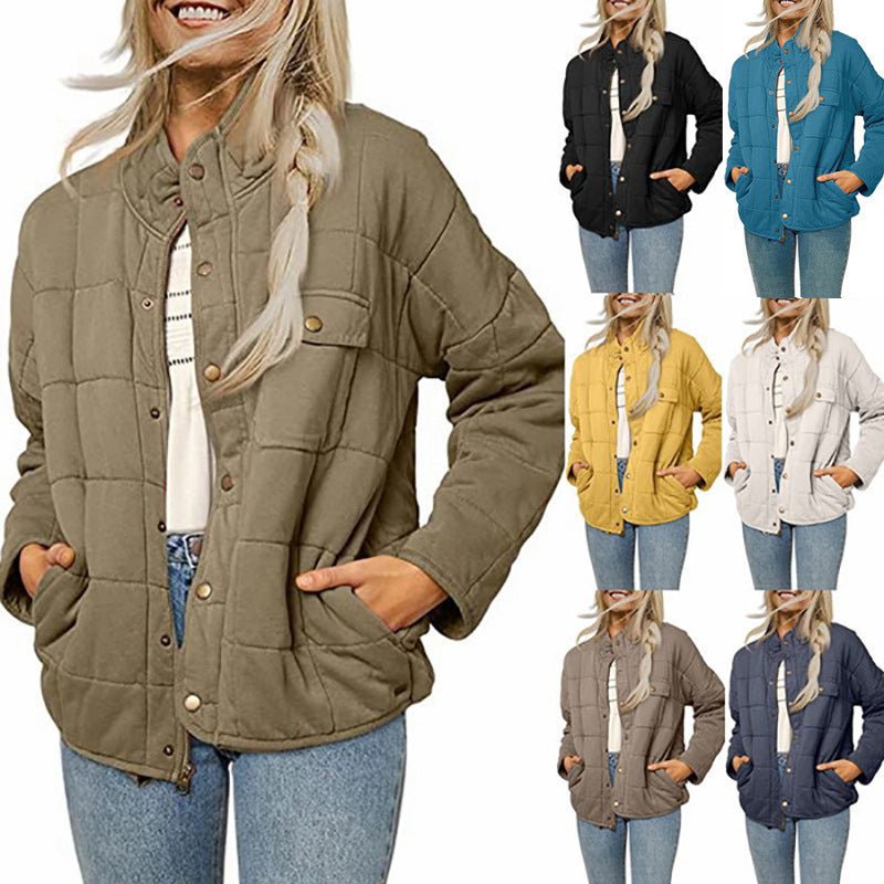 Quilted jacket for women with decorative button Lune London