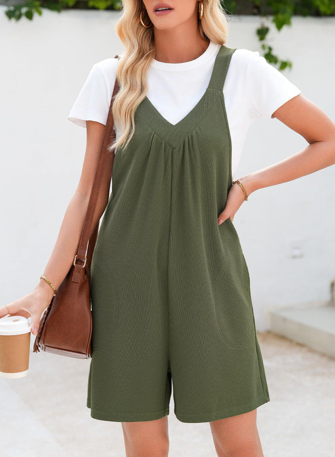 Ladies Solid Jumpsuit with Deep V Neckline and Practical Pockets Lune London