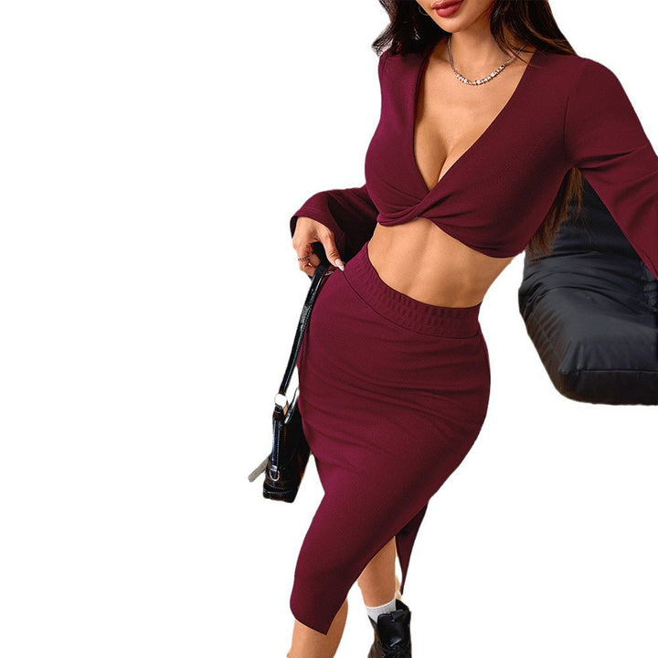 Ensemble femme avec un crop top léger et une jupe midi moulante Chic & Stil
