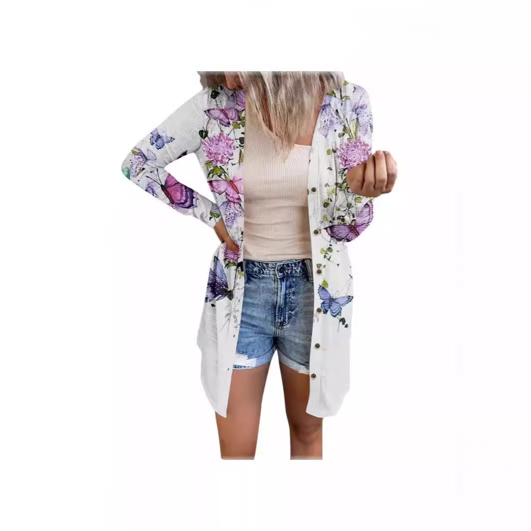 Lune London long blouse jacket for ladies with floral pattern