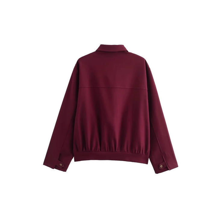Ladies long sleeve utility jacket with practical pockets and high collar Lune London