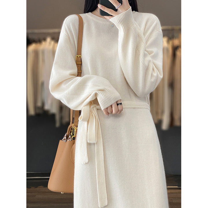 Knit dress for women with tie detail and soft material Lune London