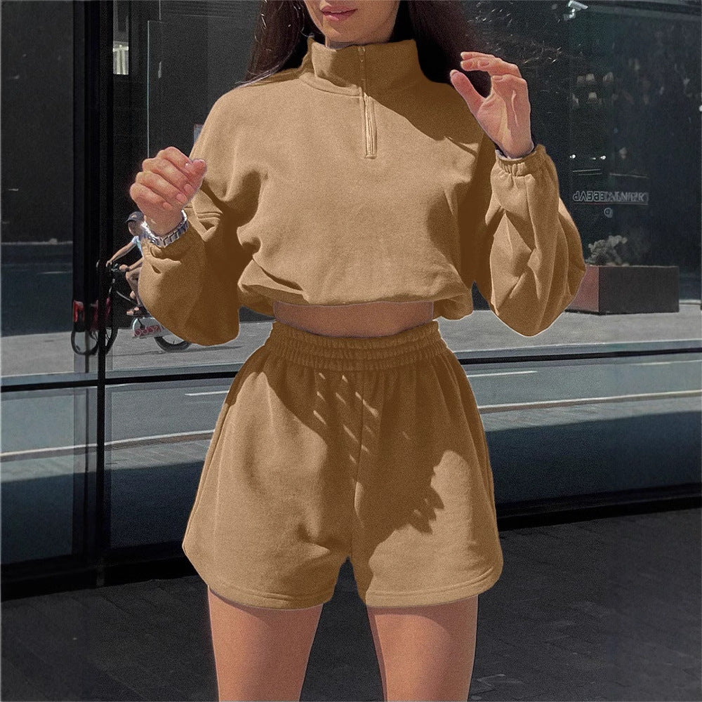 Women's sports set with cropped sweater and shorts Lune London