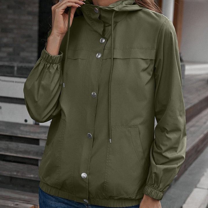 Ladies lightweight transition jacket with trendy hood design and practical pockets Lune London