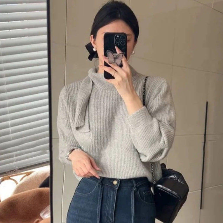 Sweater knitted for women with playful collar and modern ribbed design Lune London