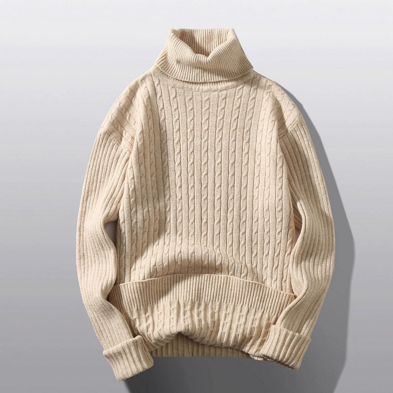 Women's knitted sweater with high collar and ribbed pattern Lune London