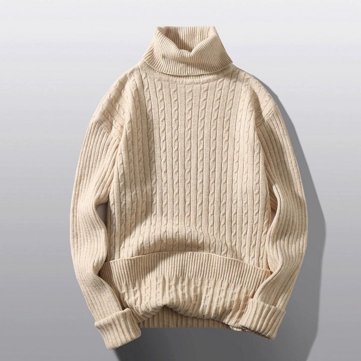 Women's knitted sweater with high collar and ribbed pattern Lune London