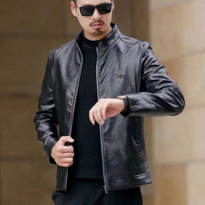 Elegant faux leather jacket for men with heated collar Lune London