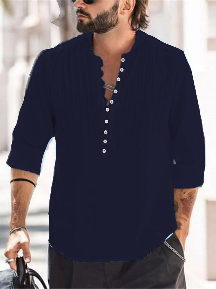 Man Elegant Buttoned Pleated Shirt Lune London