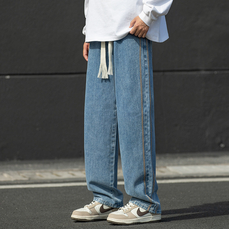 Loose-fit denim pants for men with contrast stitching Lune London