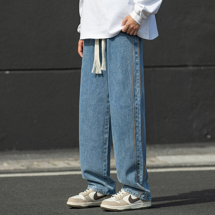 Loose-fit denim pants for men with contrast stitching Lune London