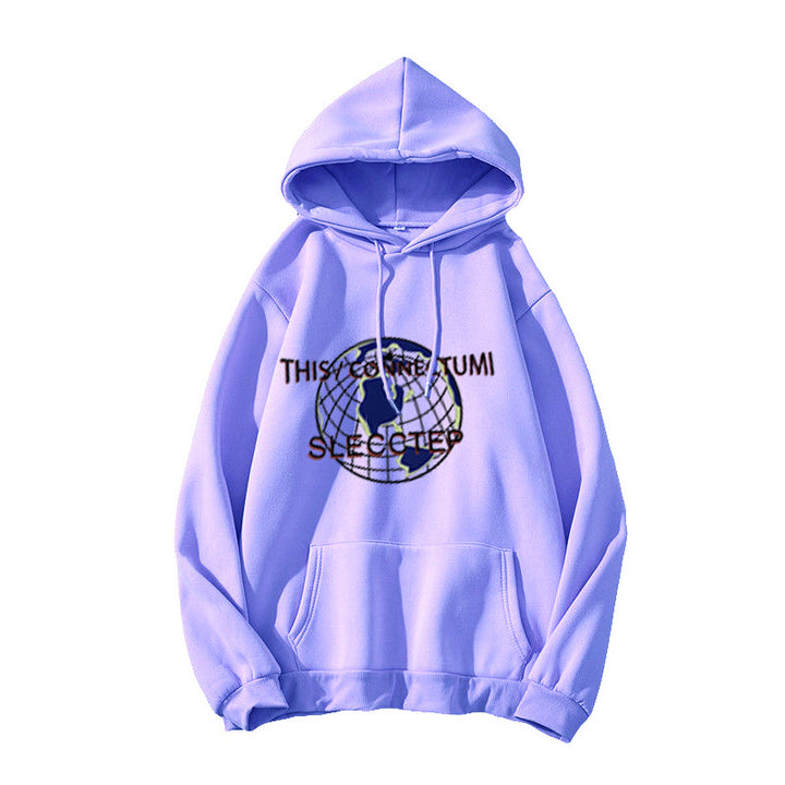 Women's Hoodie with Modern World Map Design Chic & Stil