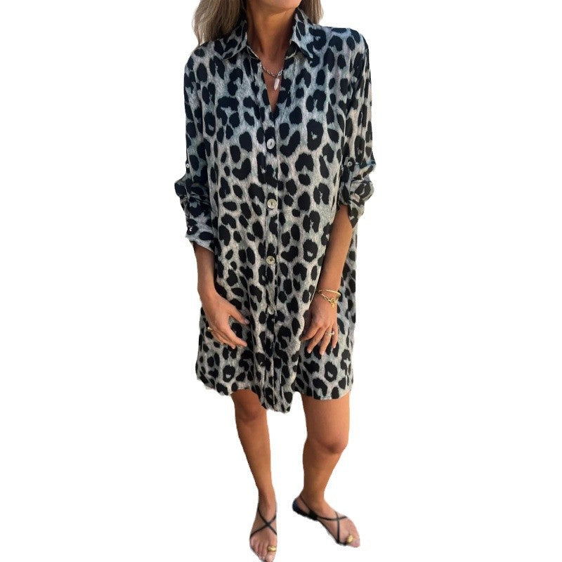 Shirt dress for women in trendy leopard design with comfortable cut Lune London