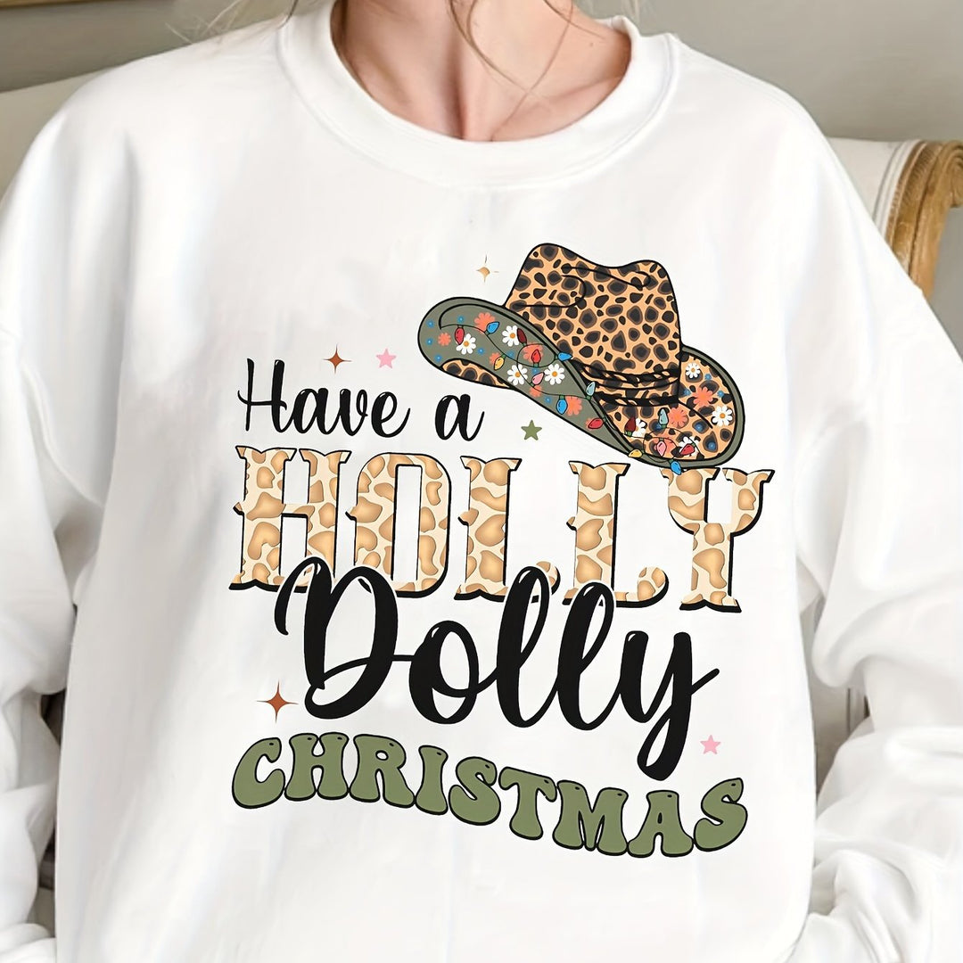 Sweat-shirt pour femmes avec motif de Noël créatif et lettrage élégant Chic & Stil