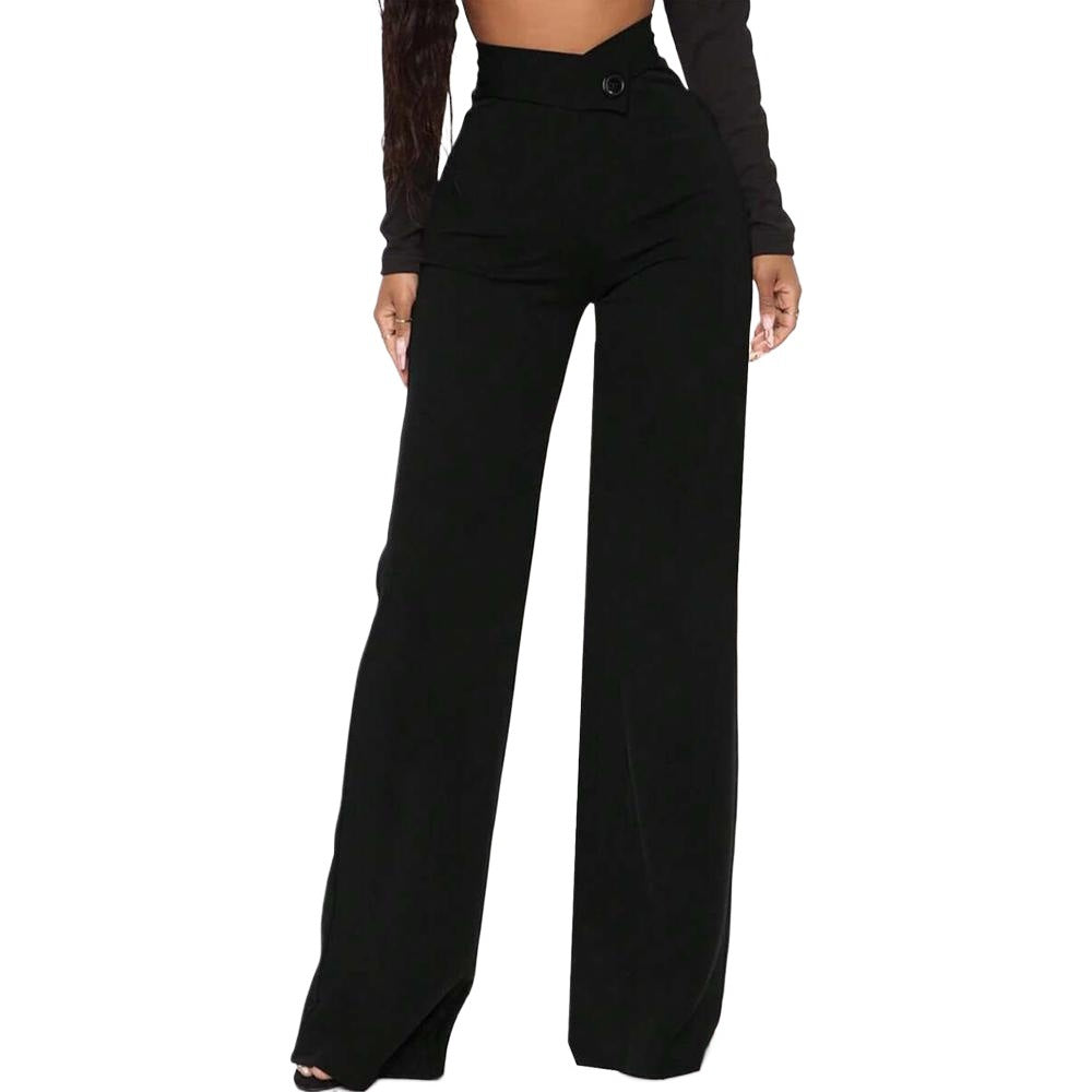 Pantalon large taille haute pour femmes avec ceinture élégante et plis de bon goût Chic & Stil