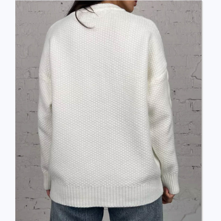 Oversized knitted sweater for women with cable knit pattern Lune London
