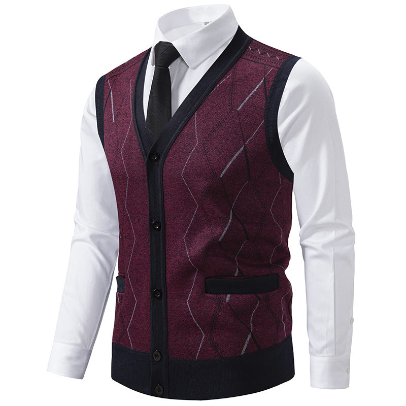 Men's Fashionable Knitted Vest with Sophisticated Patterns and Practical Pockets Lune London