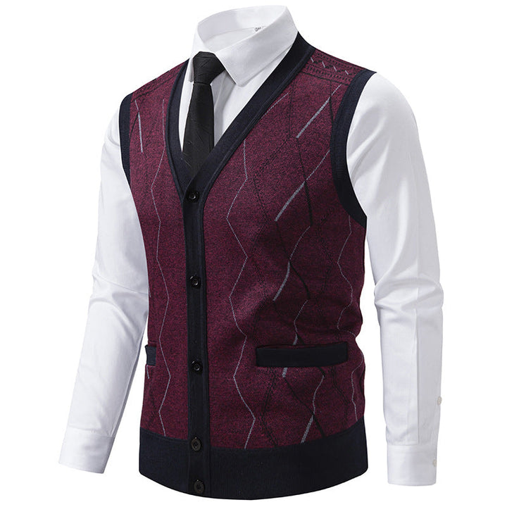 Men's Fashionable Knitted Vest with Sophisticated Patterns and Practical Pockets Lune London