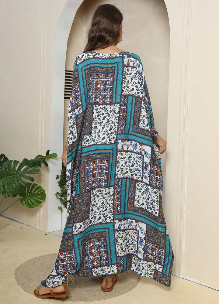 Women Printed Elegant Chic Maxi Kaftan Dress