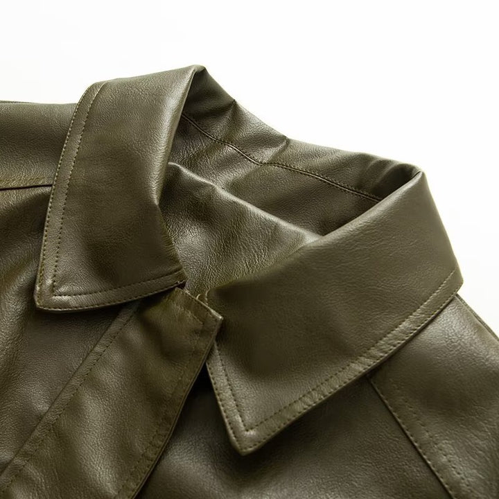 Faux leather jacket for women with elastic waist and relaxed fit Lune London