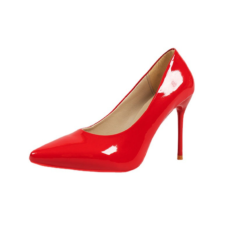 Women High-Heeled Pumps with Shiny Patent Finish and Elegant Silhouette Lune London