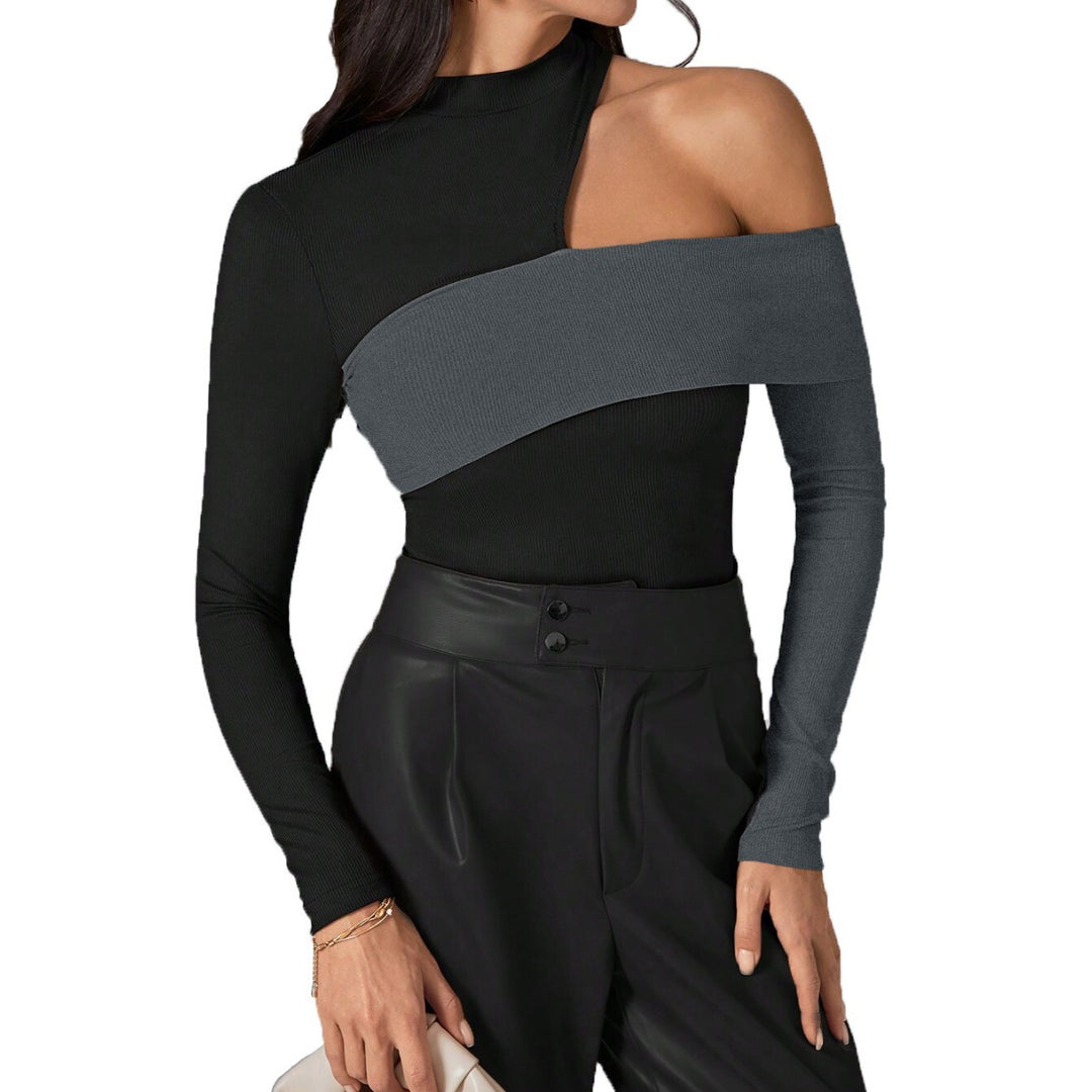 Asymmetrical long sleeve shirt for women with elegant cut-out details Chic & Stil