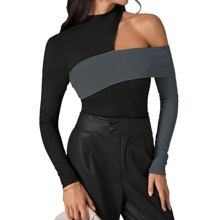 Asymmetrical long sleeve shirt for women with elegant cut-out details Chic & Stil