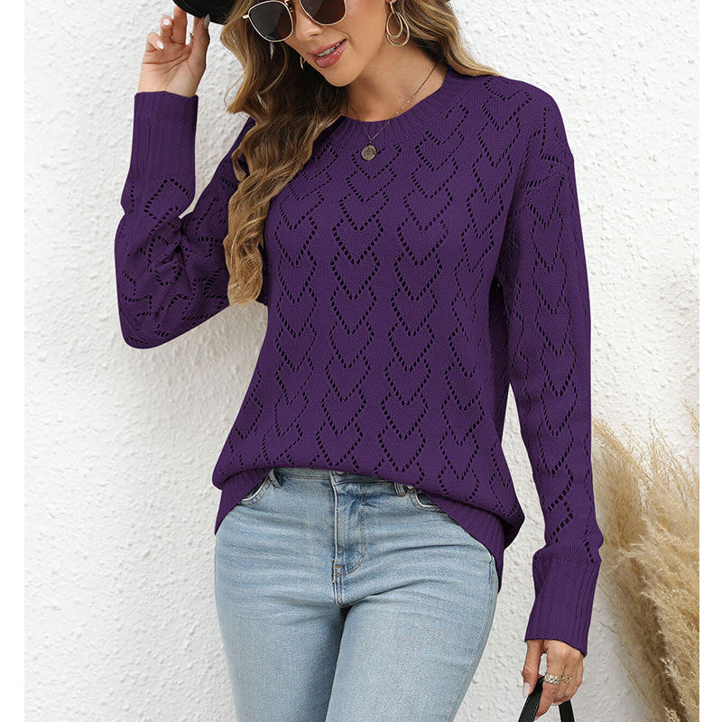 Pull en tricot pour femme avec un délicat motif en forme de cœur Chic & Stil