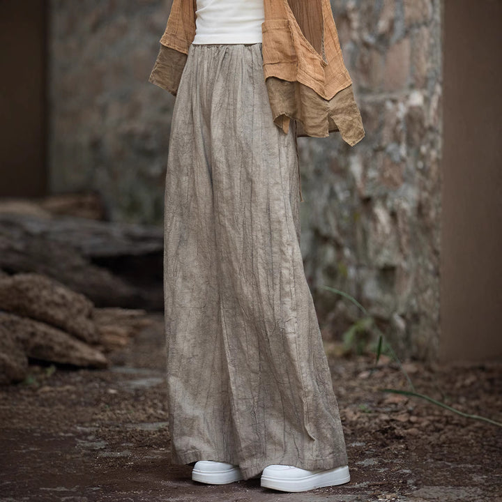 Loose linen pants for women with textured finish Lune London