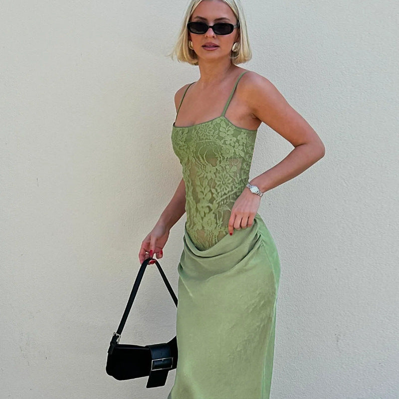 Elegant lace maxi evening dress for women Lune London