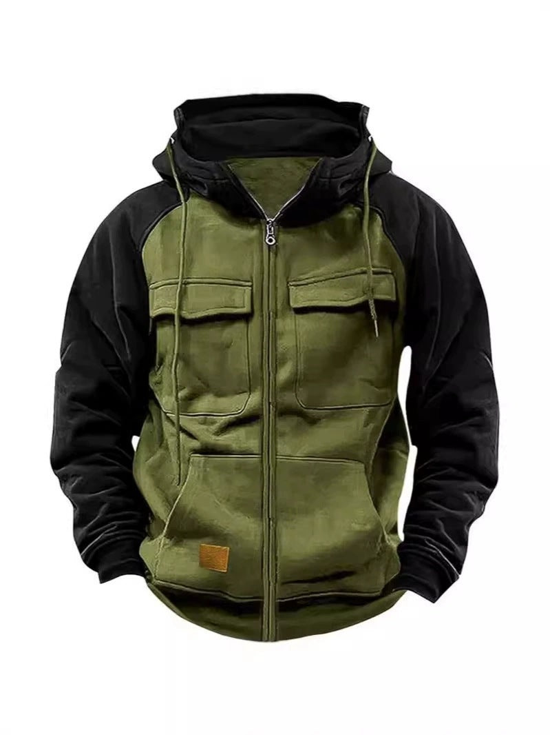 Sporty hooded jacket for men with practical pockets and zipper Lune London
