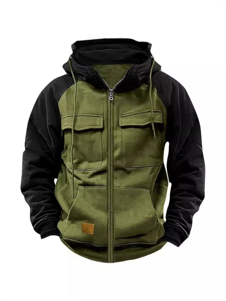 Sporty hooded jacket for men with practical pockets and zipper Lune London