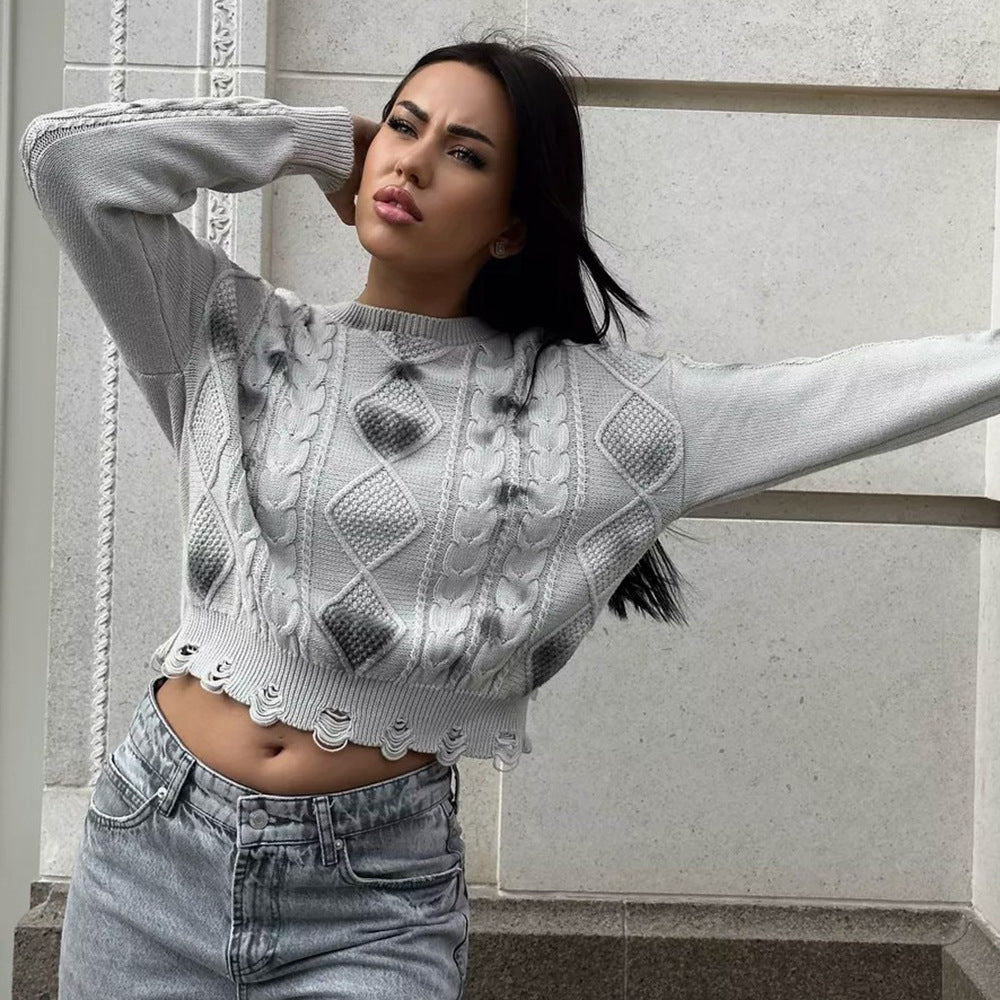 Lune London Ladies Knit Sweater with Graphic Pattern and Relaxed Fit