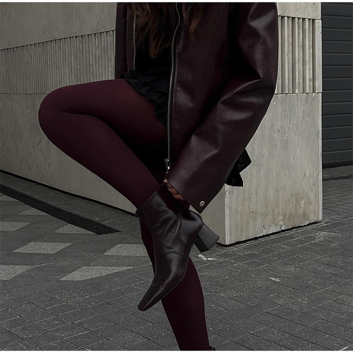 Women Modern Synthetic Leather Jacket with Oversized Fit and Classic Details Lune London