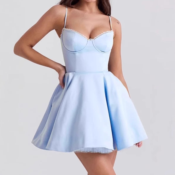 Playful A-line dress for women with lace bustier and adjustable straps Chic and Style