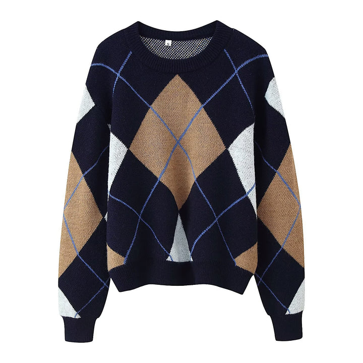 Pull féminin à la mode avec un élégant motif en diamant Chic & Stil