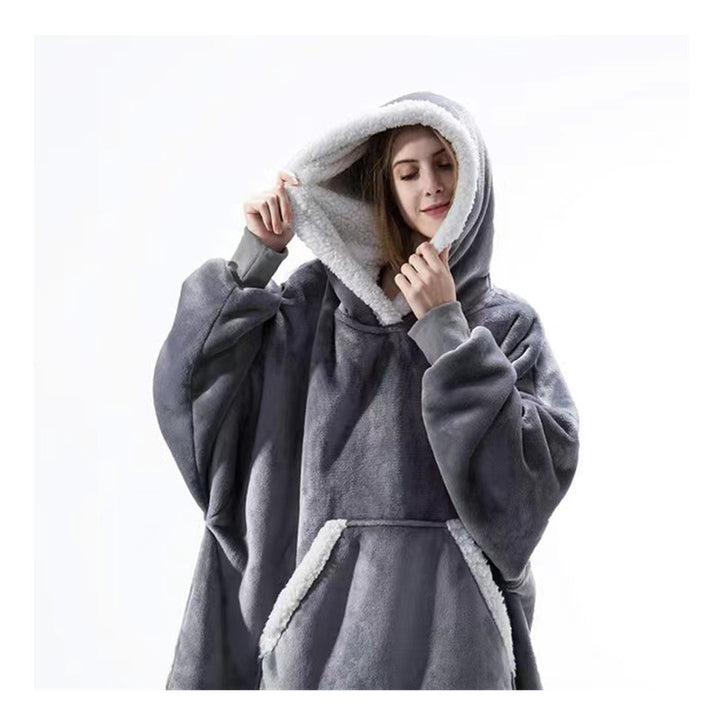 Ladies comfortable sweat poncho with soft lining and practical pockets Lune London