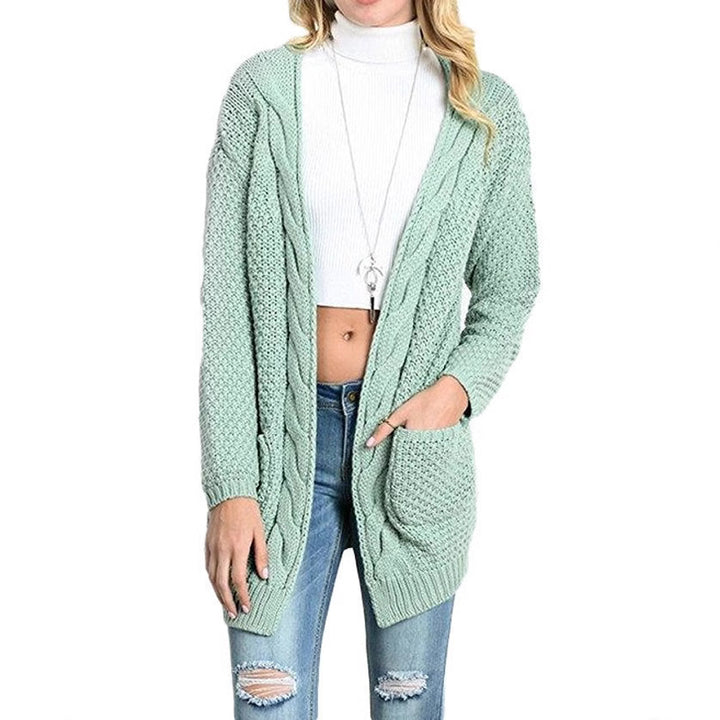 Comfortable knitted cardigan for ladies with open front and pockets Lune London